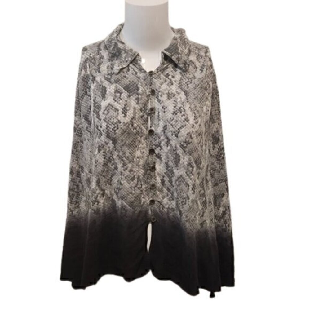 [Vintage Havana] Oversized Long Sleeve Ombre Gray Button Down - Size S